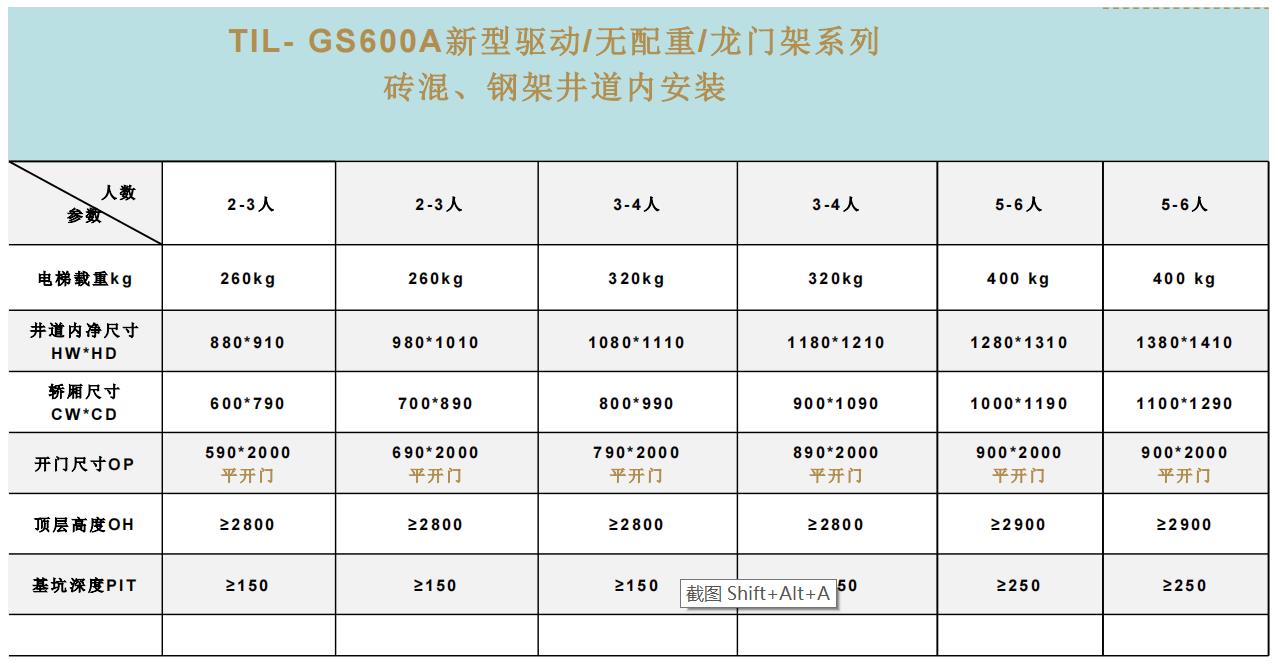 巨菱小i型家用電梯GS600A